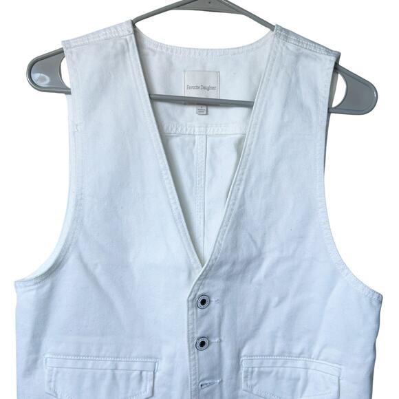 FAVORITE DAUGHTER The Poppy White Denim Western Vest-Size S - Picture 3 of 8